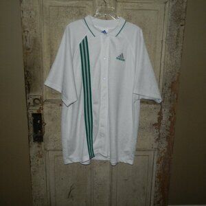 Vintage Y2K Adidas Basketball Warm Up Snap Front Shirt Size XL (RR-5)